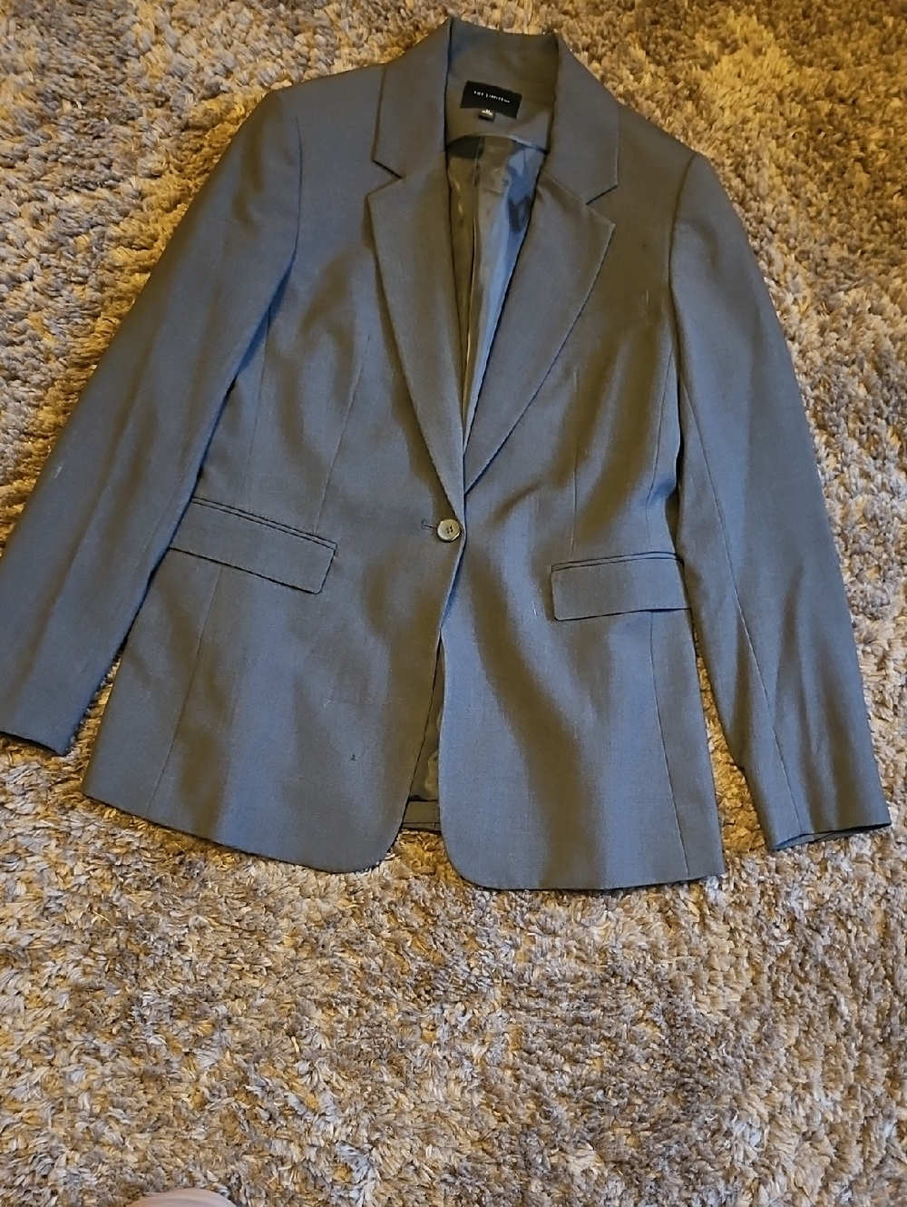 THE LIMITEDWomen's One Button Jacket Grey Pearl Size Medium